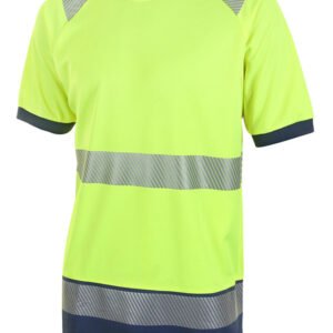 HIVIS TWO TONE S/S T SHIRT SAY YELL/NVY